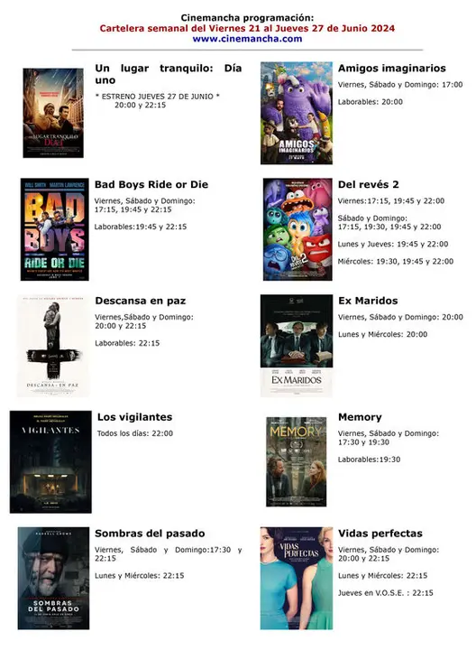 cartelera de multicines cinemancha del viernes 21  al jueves 27 de abril 