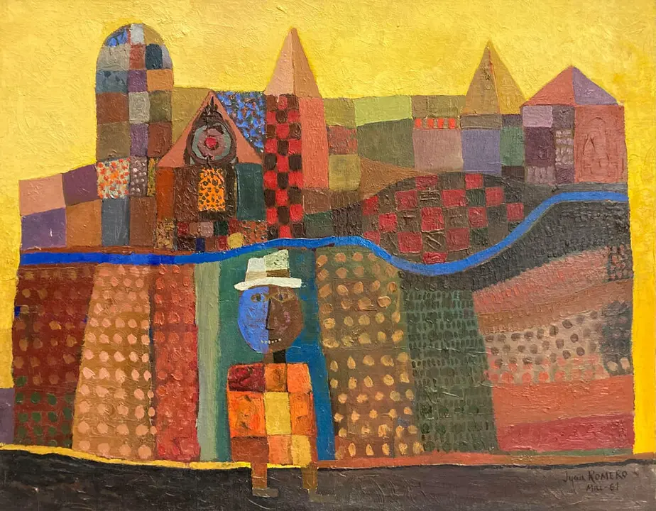 Juan Romero - Paysage avec chapeau blanc