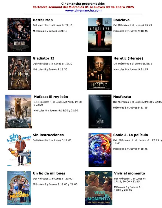 CARTELERA DEL 01 AL 09 ENERO correcta