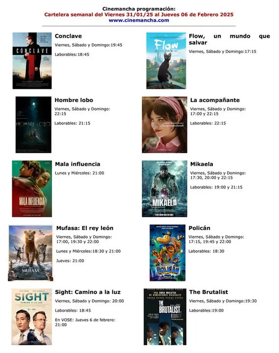 cartelera del31 al 6 febrero