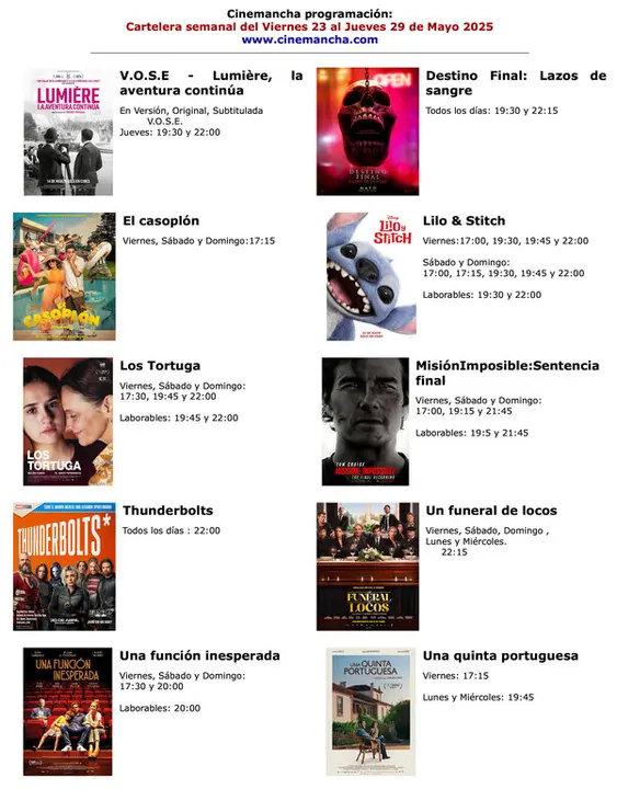 cartelera del 23 al 29 de mayo