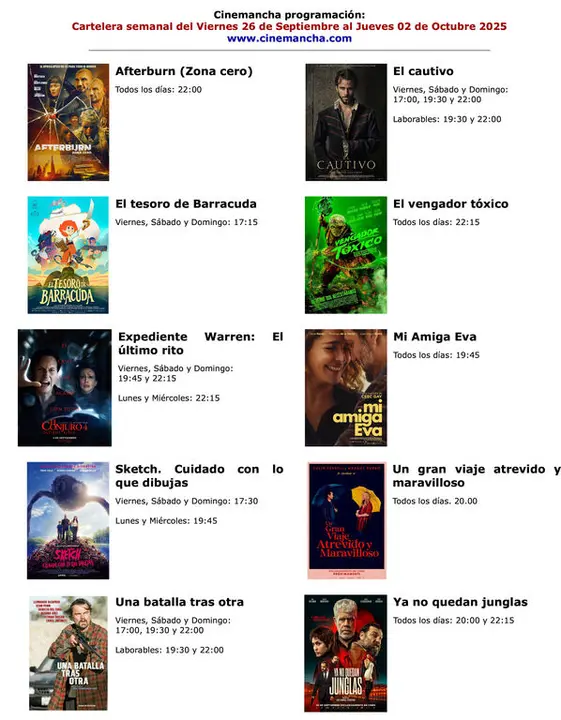 cartelera-26-09-25 a 2-10-25 