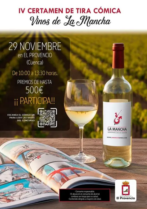 Cartel IV Certamen de Tira C&oacute;mica Vinos de La Mancha