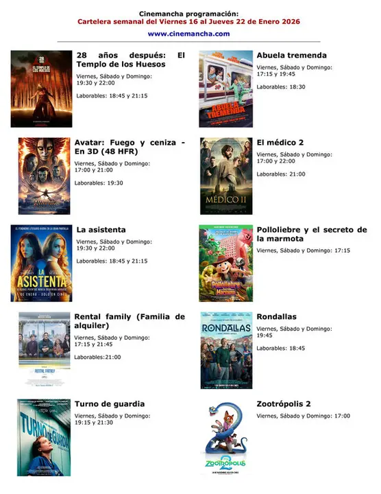 22 enero Cartelera