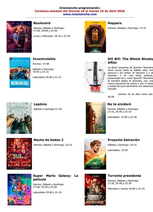 del 10 al 16 abril-cartelera