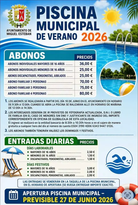 ENTRADAS Y ABONOS PISCINA