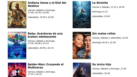 cartelera del viernes 30-6-23 al miercoles 5-7-23