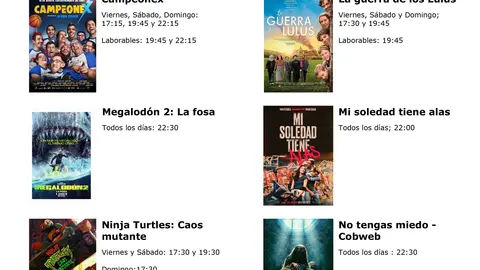 cartelera de mulrticines cinemancha del 01 al 07 de agosto