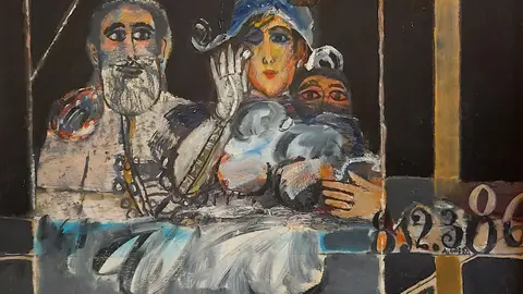 Agustin ubeda -Cuadrado en la memoria y dama - 97x130 - &oacute;leo lienzo