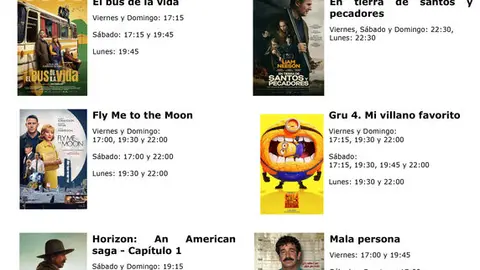 cartelera multicines cinemancha del Viernes 12  al Lunes 15 de Julio