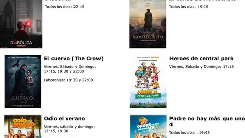 cartelera del 30 de agosto al 5 de septiembre