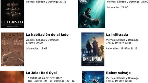 CARTELERA CINEMANCHA DEL VIRNES 25 AL MIERCOLES 30 DE OCTRUBRE