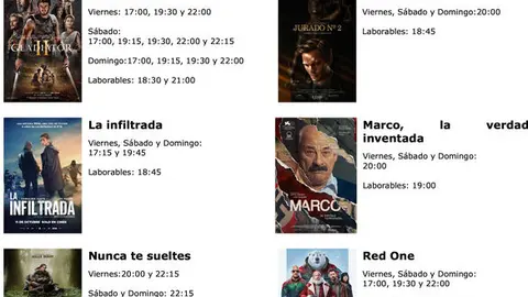 cartelera del 15 al 24 noviembre