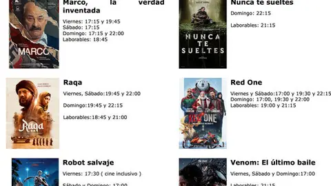 cartelera del 25 al 28 noviembre