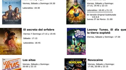 cartelera del 21 al 27 de marzo