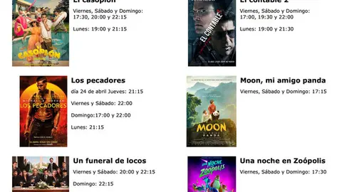 Cartelera del jueves 25 al lunes 28 de abril