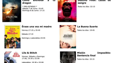 cartelera del viernes 06 al miercoles 11 de junio 
