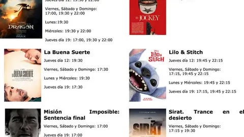 cartelera del jueves 12 al jueves 19 de junio