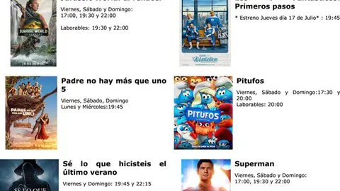 cartelera del viernes 18 al jueves 25 de julio -1