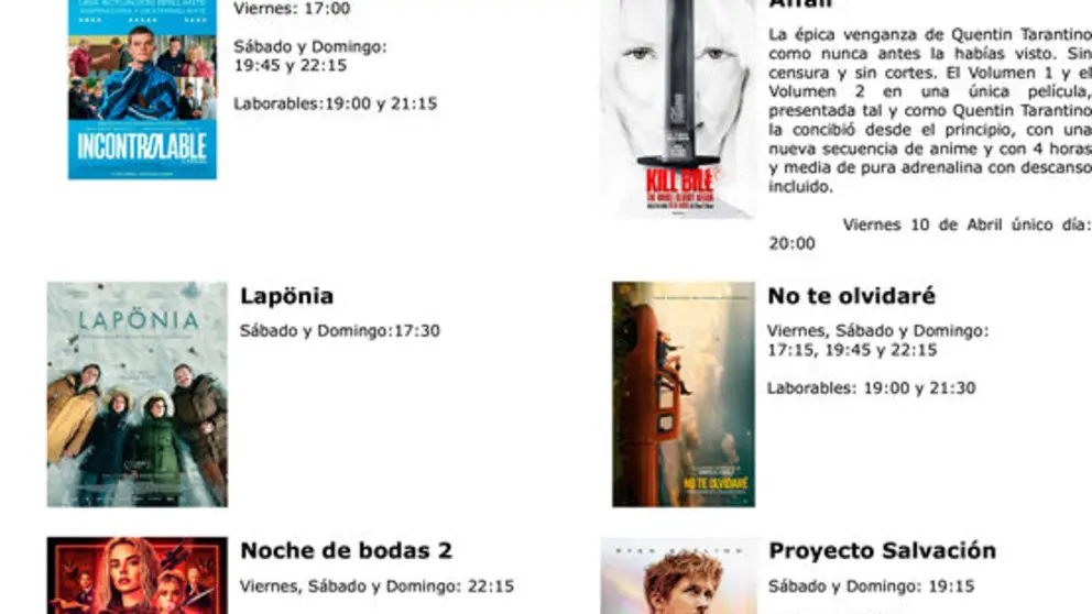 del 10 al 16 abril-cartelera