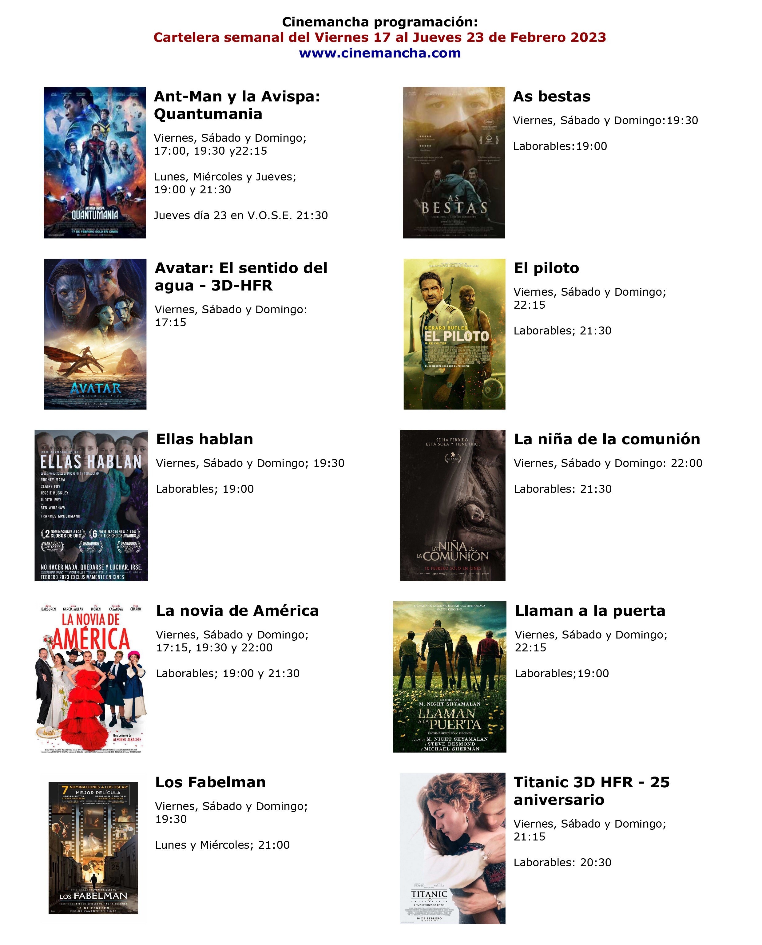 cartelera de multicines cinemancha del viernes 17 al jueves 23 de febrero