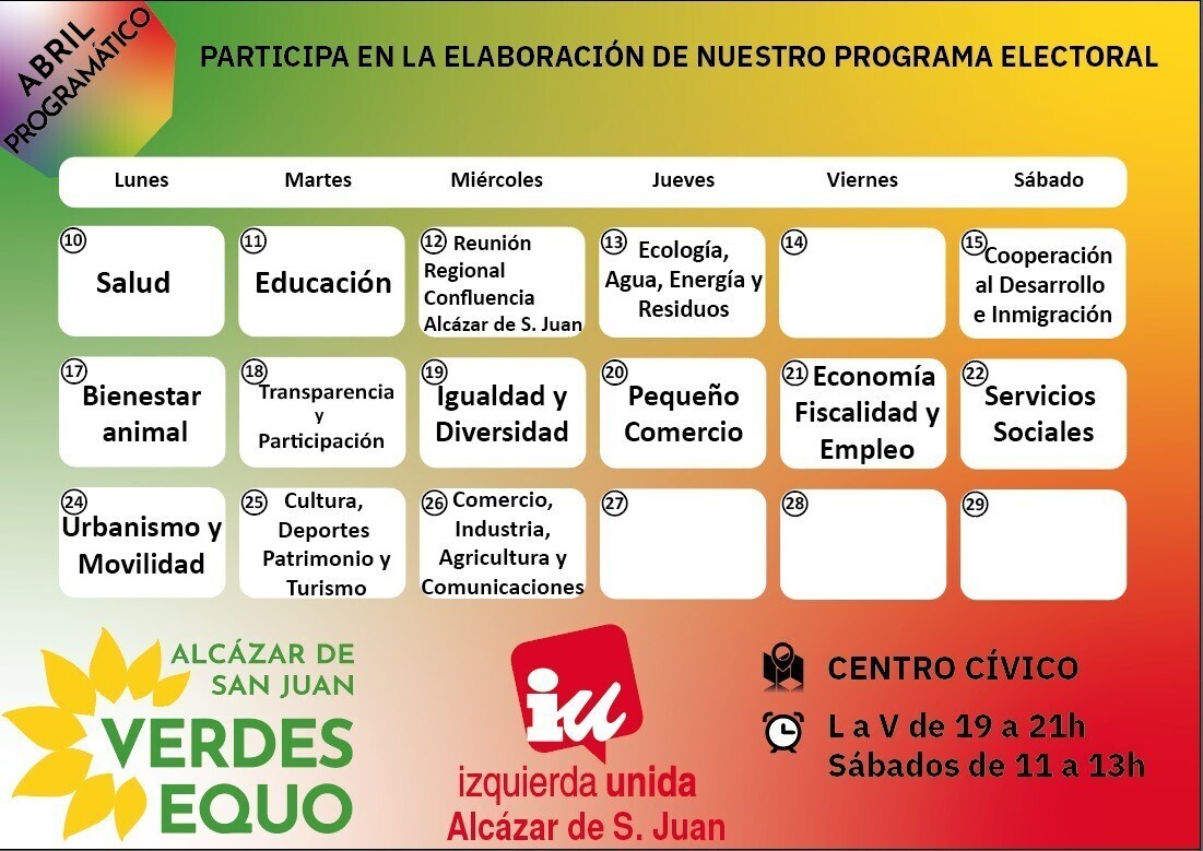 CRONOGRAMA ELABORACIÓN PROGRAMA ELECTORAL