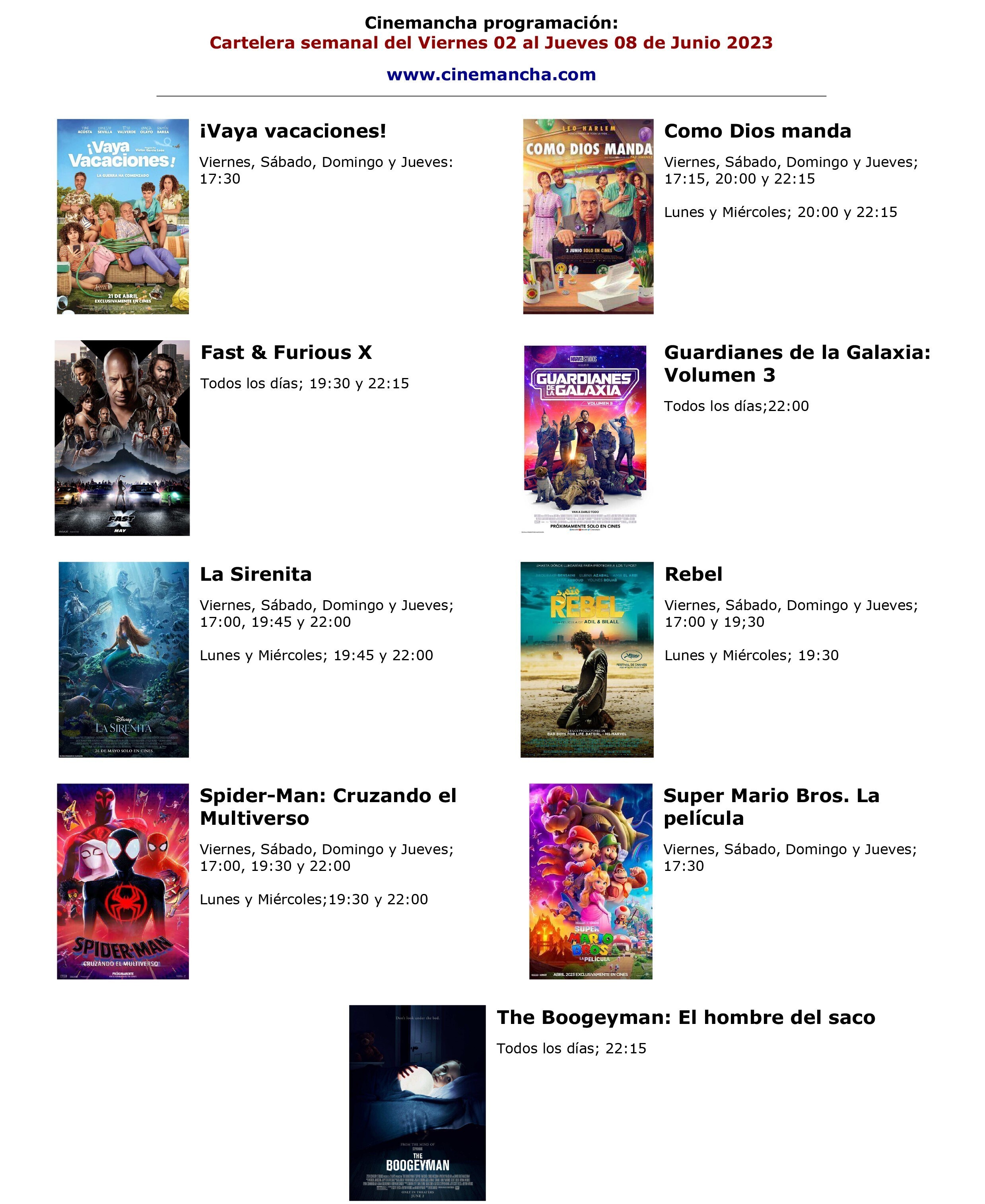 cartelera de multicines cinemancha del viernes 02 al jueves 08 de junio