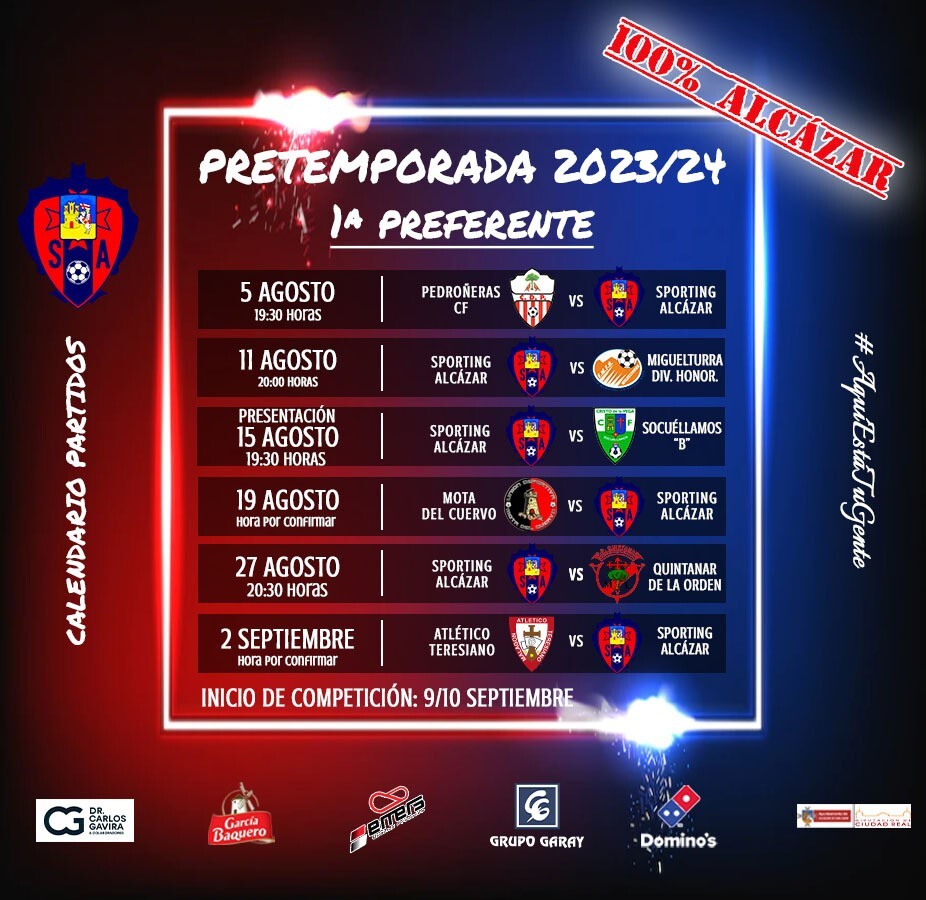 3 partidos y horarios pretemporada