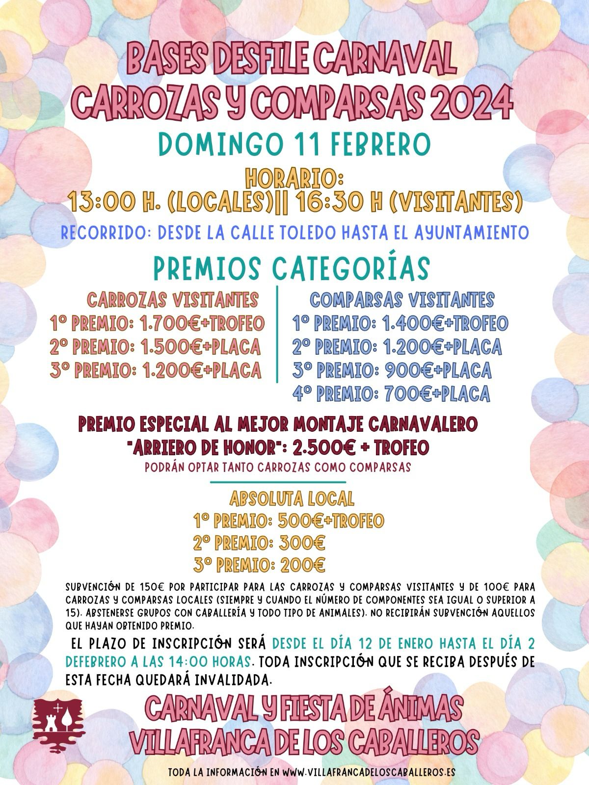 Cartel Premios Carnaval 2024 Villafranca de los Caballeros
