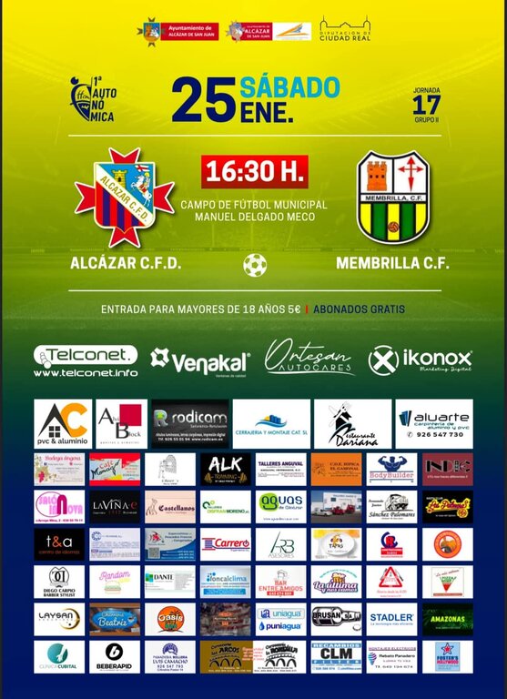 1 cartel Alcazar CFD vs Membrilla CF