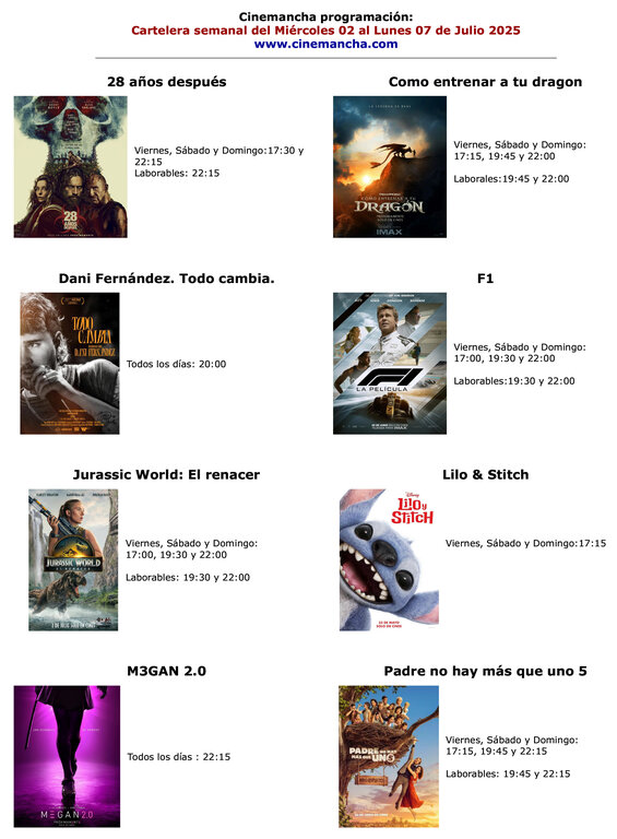 cartelera del miercoles 02 al lunes 07