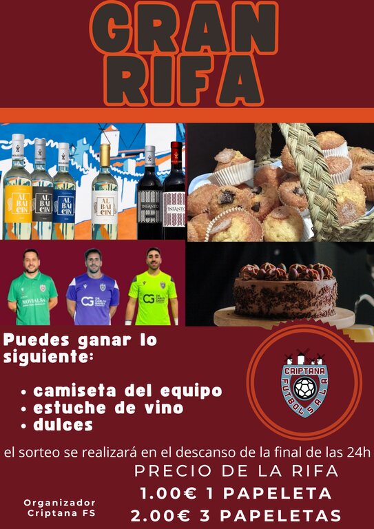 Documento A4 Gran Rifa ilustrada naranja y azul