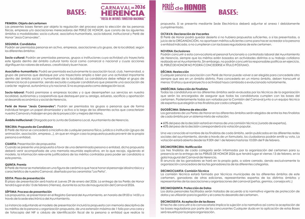 bases perles de honor 2026 in