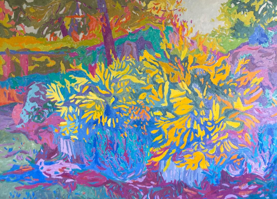 setos amarillos oleo lienzo 73x100