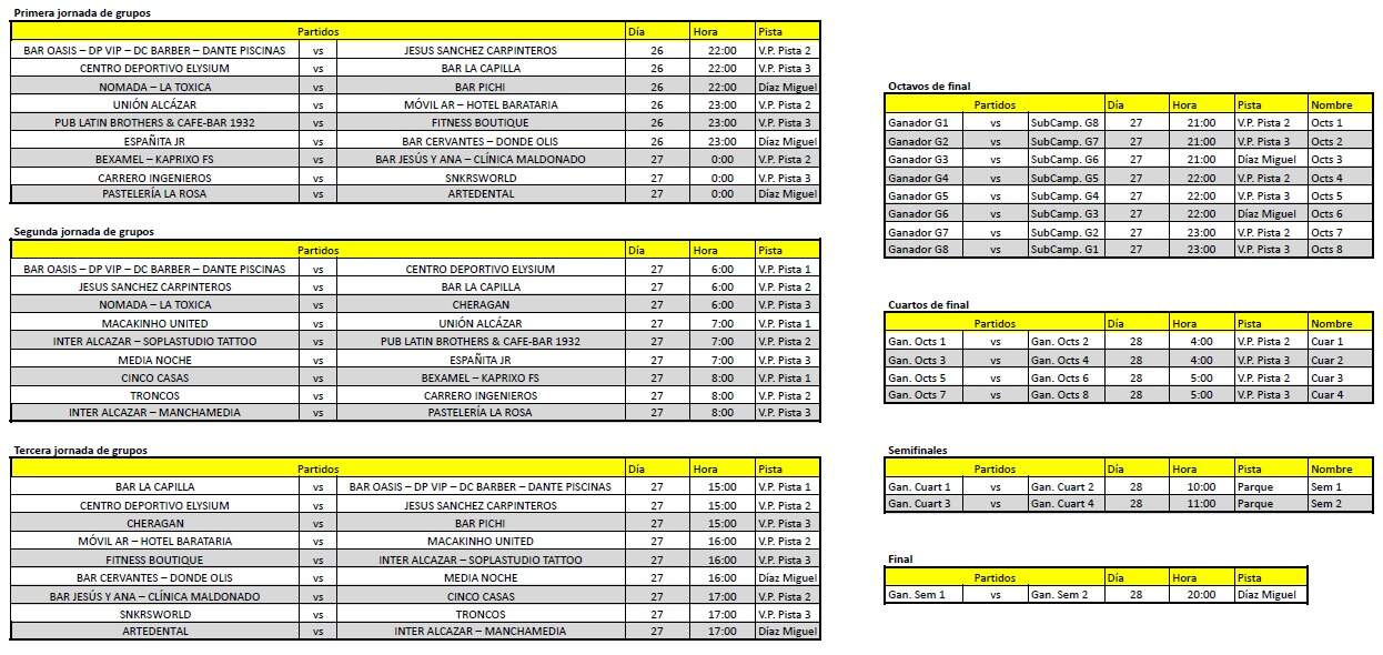 CuadranteHorarios24horasfútbol-sala